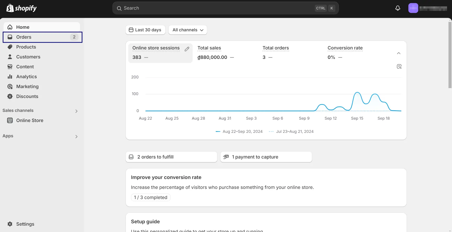 Navigate to Orders from the Shopify dashboard. 